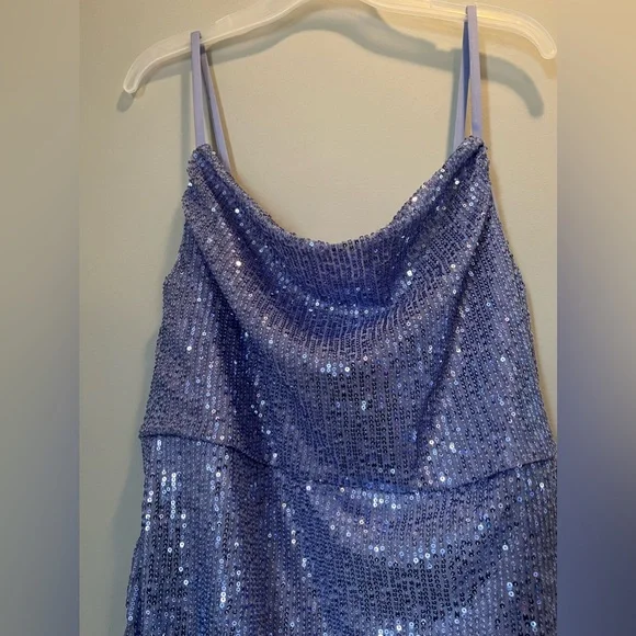 Wild Fable Women's Plum Blue Sequin Sleeveless Ruched Side Bodycon - Picture 5 of 5